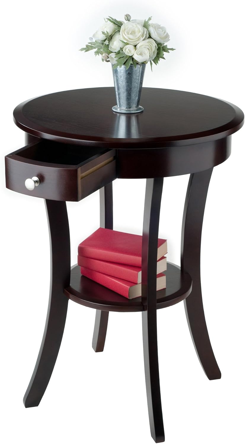Casafoyer Wood Sasha Accent Table, 20" Round Top, 27" High, Solid W...