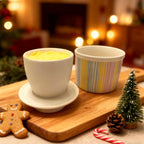 Butter Crock with Lid for Countertop, Butter Keeper Crock with Water, French Butter Dish Ceramic, Butter Holder with Lid for Spreadable Butter, Butter Container for Counter (Pastel Stripes, white)