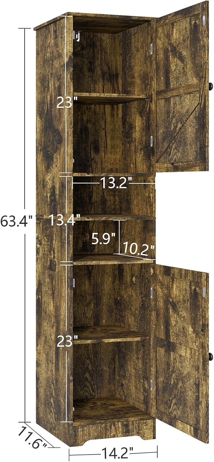Viaozutis Tall Bathroom Storage Cabinet, Slim Freestanding Cabinet with Adjus...