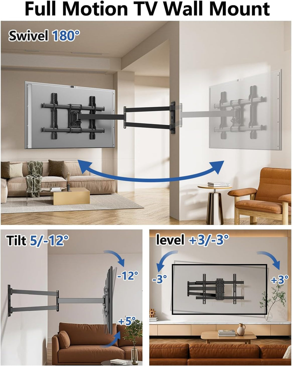 FORGING MOUNT Corner TV Wall Mount Long Arm TV Mount for 32-75 inch TVs | Sin...