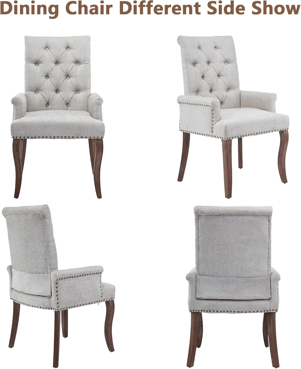 mikibama Chenille Upholstered Dining Chairs with High Back,Vintage Tufted Kit...