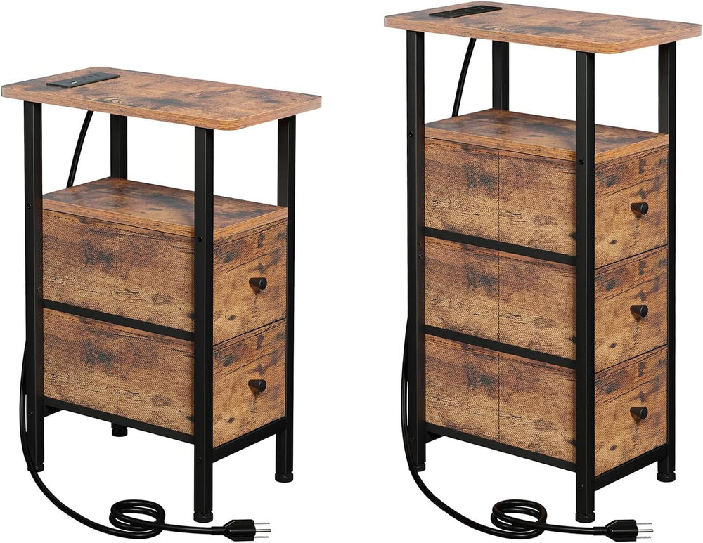 LOAKEKEL Narrow End Table Living Room with Charging Station
