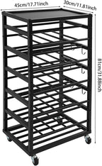 5-Tier Spray Paint Rack Organizer, Rolling Spray Bottle Holder with Storage Shelf, Metal Spray Paint Can Storage Holder, Aerosol Can Holder Rack for Garage, Craft Workroom (Black)
