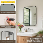 Black Bathroom Mirror, 24x32 Inch Aluminum Frame Rectangle Mirror, Anti-Rust, Tempered Glass, Wall Mirror for Over Sink, Vanity, Bedroom, Entryway, Horizontal/Vertical