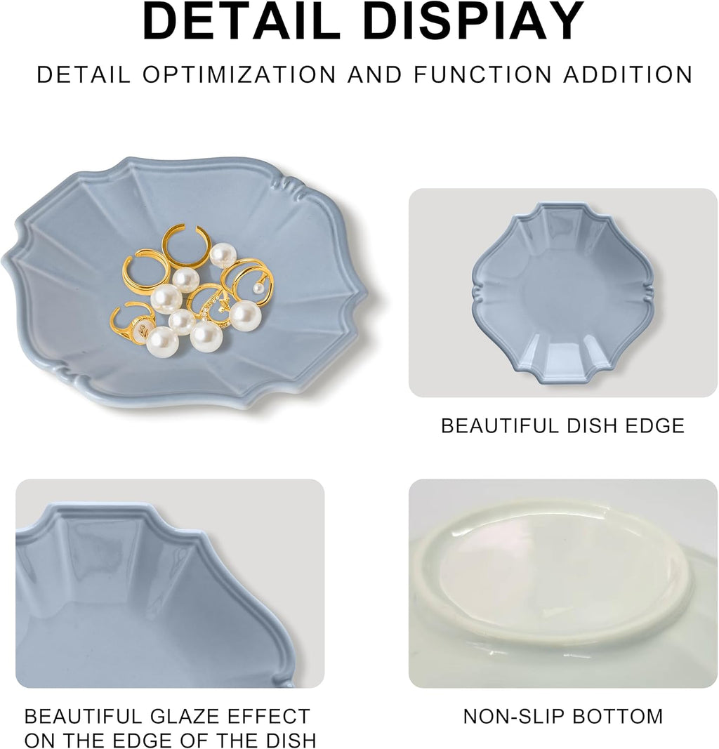 Ceramic Jewelry Dish, Decorative Tray for Rings Earrings Necklaces Bracelet Watch Keys, 4.50" Trinket Tray as Gifts for Women (Antique Court)