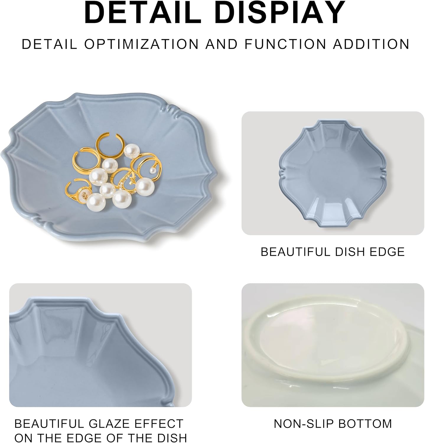 Ceramic Jewelry Dish, Decorative Tray for Rings Earrings Necklaces Bracelet Watch Keys, 4.50" Trinket Tray as Gifts for Women (Antique Court)