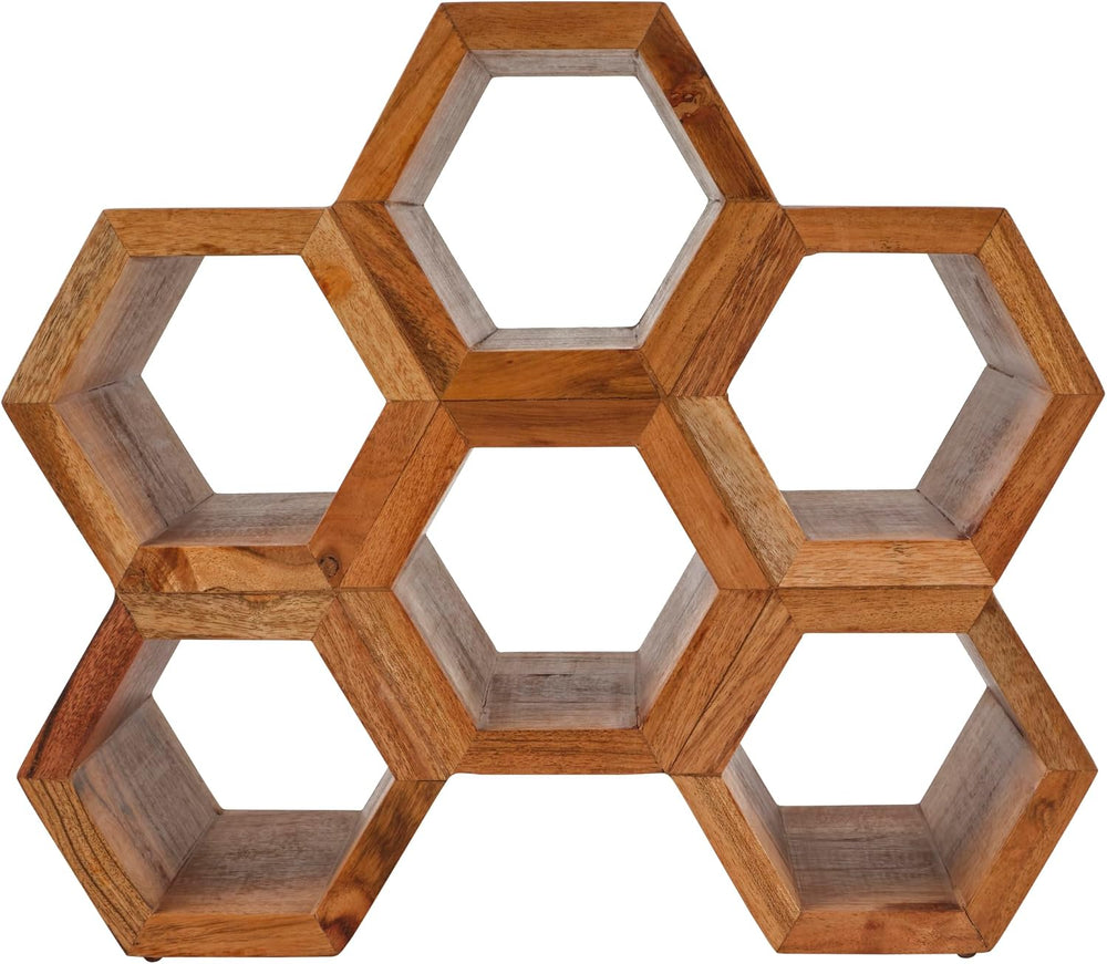 Gourmet Basics by Mikasa Amara Honeycomb 6 Bottle Acacia Wood Wine Rack, 13.7...