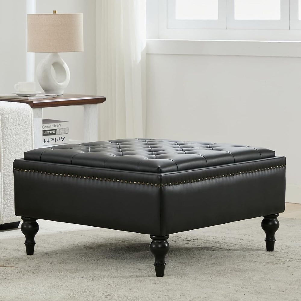 Storage Ottoman Coffee Table, Large Ottoman with Storage Oversized Square Foo...