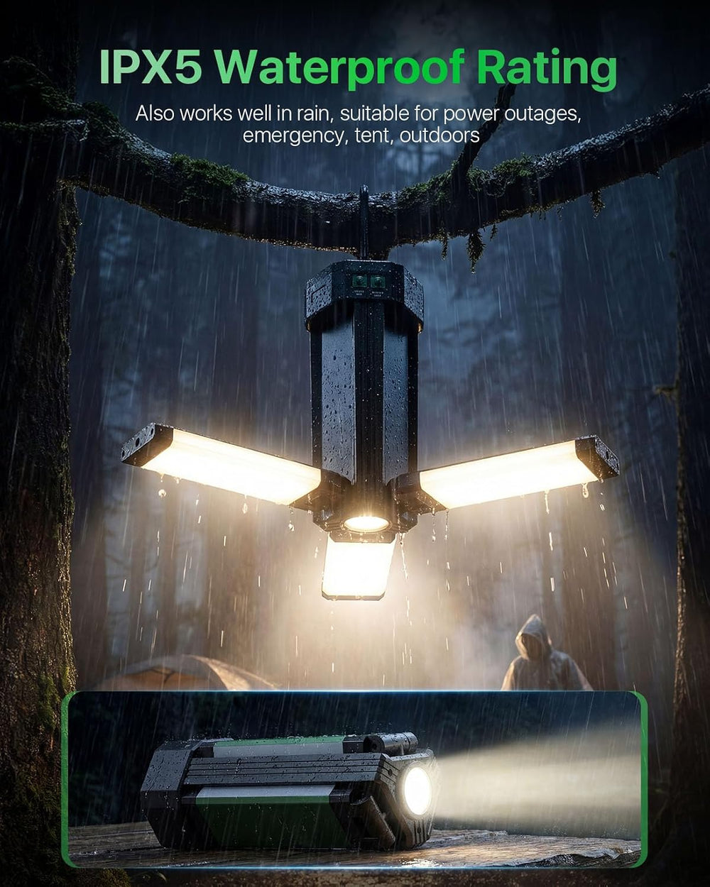 2200LM LED Rechargeable Camping Lantern, 10400mAh Emergency Light