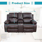 Recliner Sofa Set Couches for Living Room Chair Semi PU Fabric Living Room Furniture Sets, Adjusted Loveseat Reclining Couch Furniture Sofa Set for Theater Seating, Dark Brown