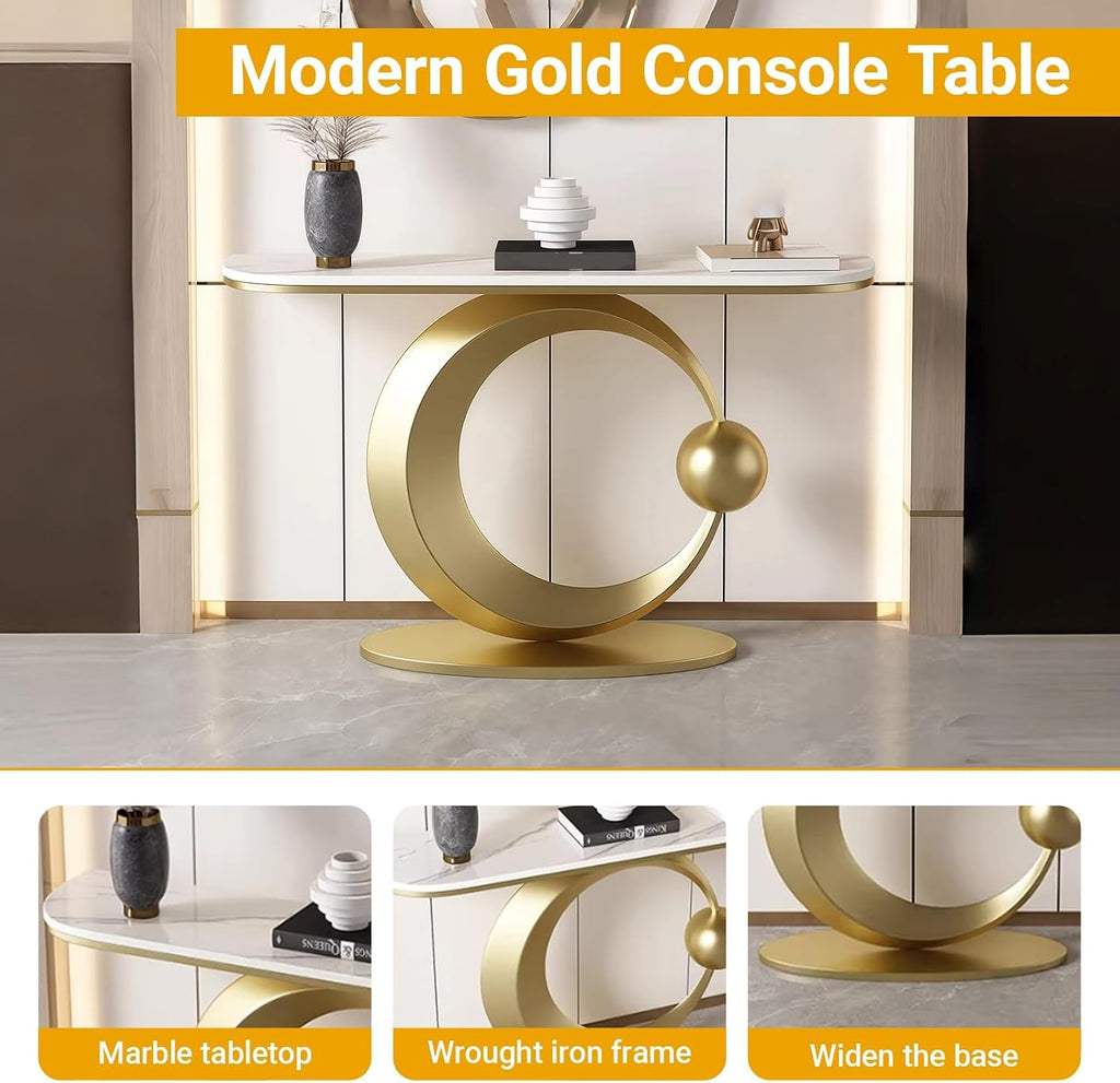 Modern Entryway Table - Half-Moon Console & Sofa Table for Hallway, Foyer, Entrance - Stylish Accent Display Furniture for Home Decor & Organization