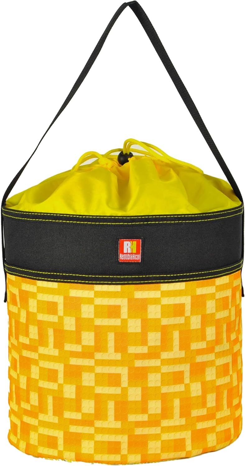 Toy Storage Organizer Basket Bag with Drawstring for Buliding Bricks, Blockets,Puzzles,Lego,Playroom Cinch Bucket Carrying Bag with Handle (Yellow)