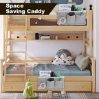 2 Pack Bedside Storage Caddy Organizer Bedside Hanging Storage Bag with Pockets for Headboards Bunk Beds Dorm Rooms Book Phone Magazine Holder Bunk bed Shelf Accessories (Grey)