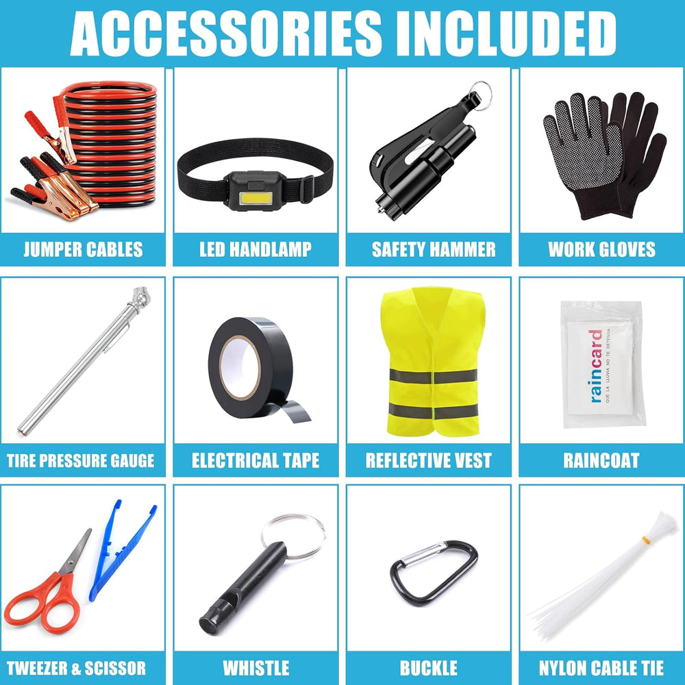 Car Roadside Emergency Kit, Portable Car Safety Kit Car Kits for Emergency, B...