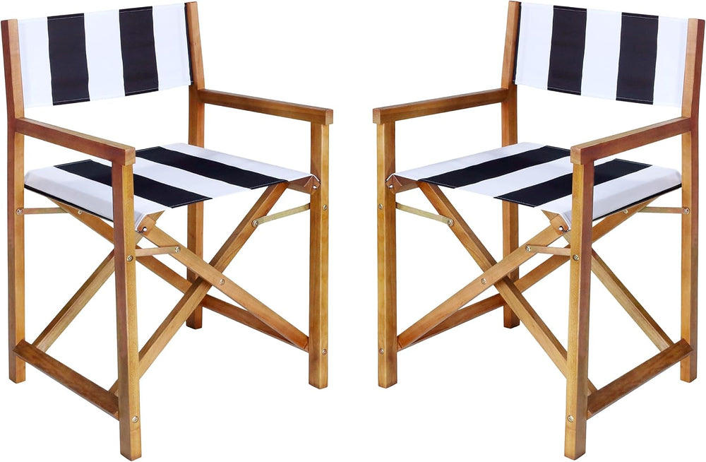 JONATHAN Y Cukor Acacia Wood Folding Director Chair Set of 2 White/Charcoal