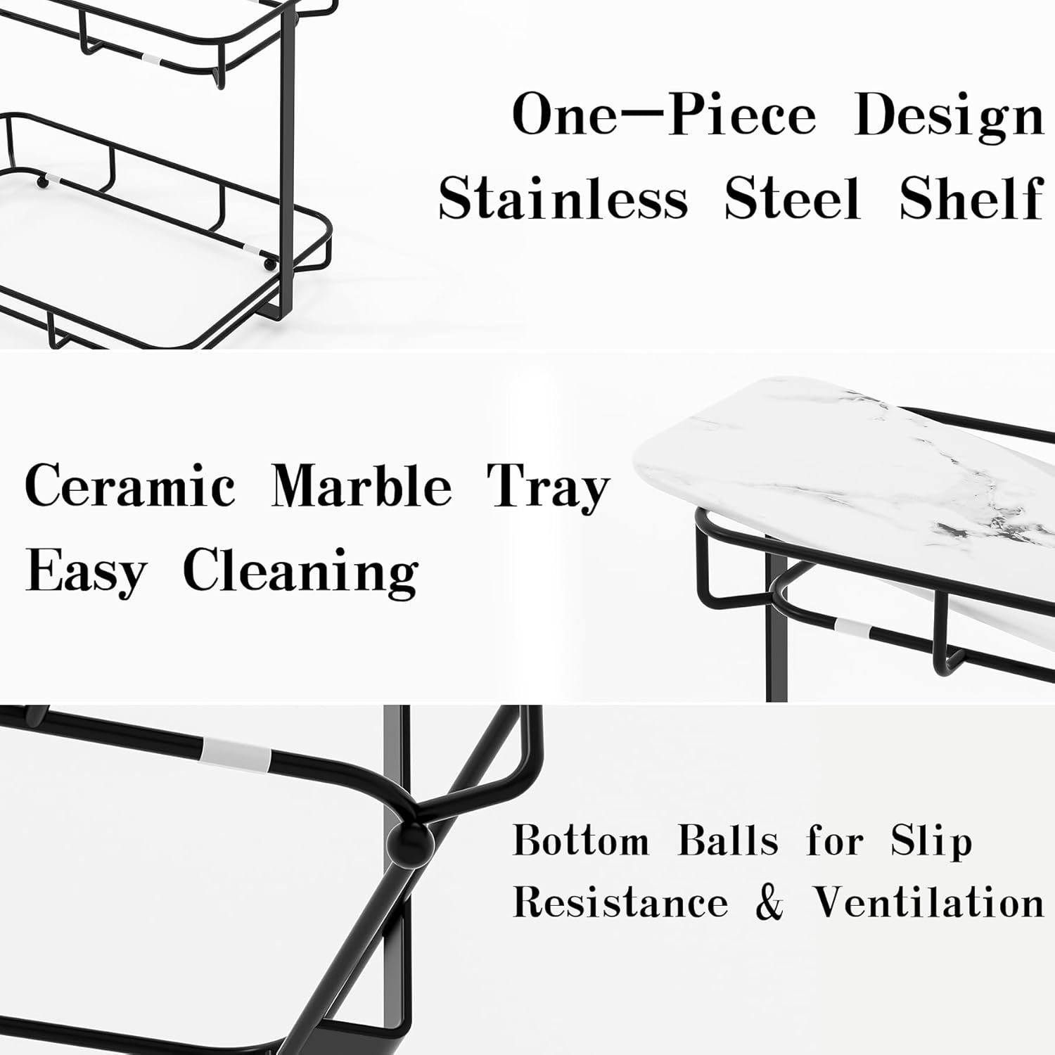 Bathroom Organizer Countertop Perfume Organizer Makeup Organizer Cosmetics Storage Display Rack Vanity Tray Dresser Stainless Steel Gold Shelf White Marble Ceramic Tray