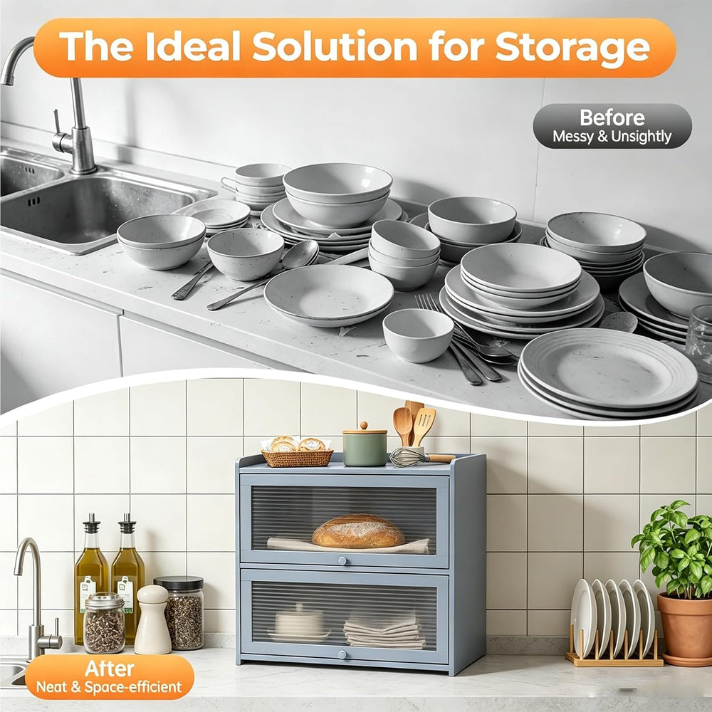 Countertop Kitchen Pantry Cabinet, 20.5x9.8x19.7in Dual-Layer Storage Cabinet...