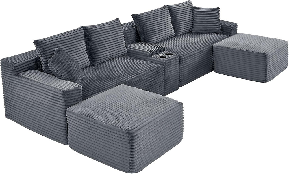 ERYE 127" U-Shaped Cloud Sectional Couch Oversized Modular Compressed Se...