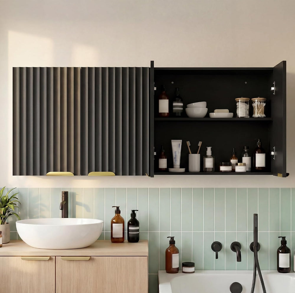 ChooChoo 4 Doors Wall Cabinet Laundry Room, Bathroom Wall Cabinet with Adjust...