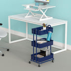 Simple Houseware 3-Tier Heavy Duty Metal Utility Rolling Cart, Navy