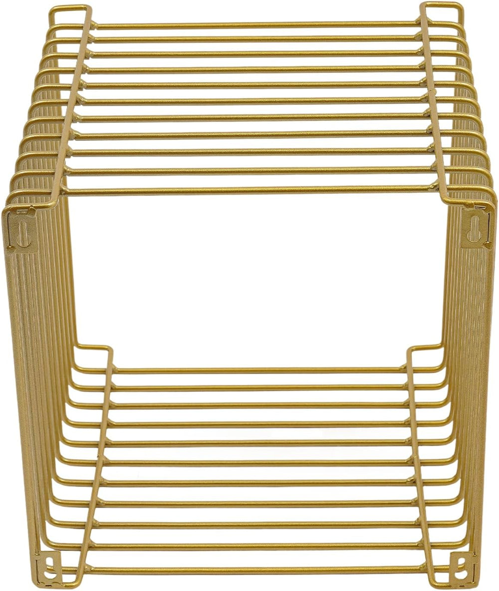 Linear Metal End Table Square Geometry Side Table With Storage Retro Coffee D...