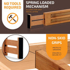 6-Pack Drawer Dividers 2.6-Inch High Dresser Drawer Organizer 16 to 22 Inch | Bamboo, Spring Loaded, No Tools Needed, Fits Wide Drawers for Socks, Clothes, Utensils, Bedroom, Bathroom, Kitchen, Office