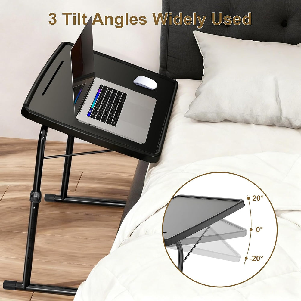 Max Large Black Folding TV Tray Table, XL Pro Adjustable Foldable TV Table wi...