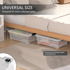 20 Quart Plastic Under Bed Storage Containers, Latching Storage Boxes with Wheels, Clear Under Bed Storage Bins, 4 Pack