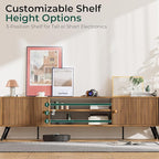 COMHOMA TV Stand for Living Room, Mid Century Modern Entertainment Center for 65/70/75 Inch TVs, Retro Brown TV Console with Fluted Door Cabinets and Open Adjustable Shelve Storage for Bedroom (70In)