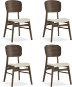 Wooden Dining Chairs Set of 4, Upholstered Modern Dining Room Chairs, Mid Century Oak Kitchen Chairs with Ergonomic Wood Backrest for Farmhouse, Restaurant, Café (Cream Fabric & Walnut Color)