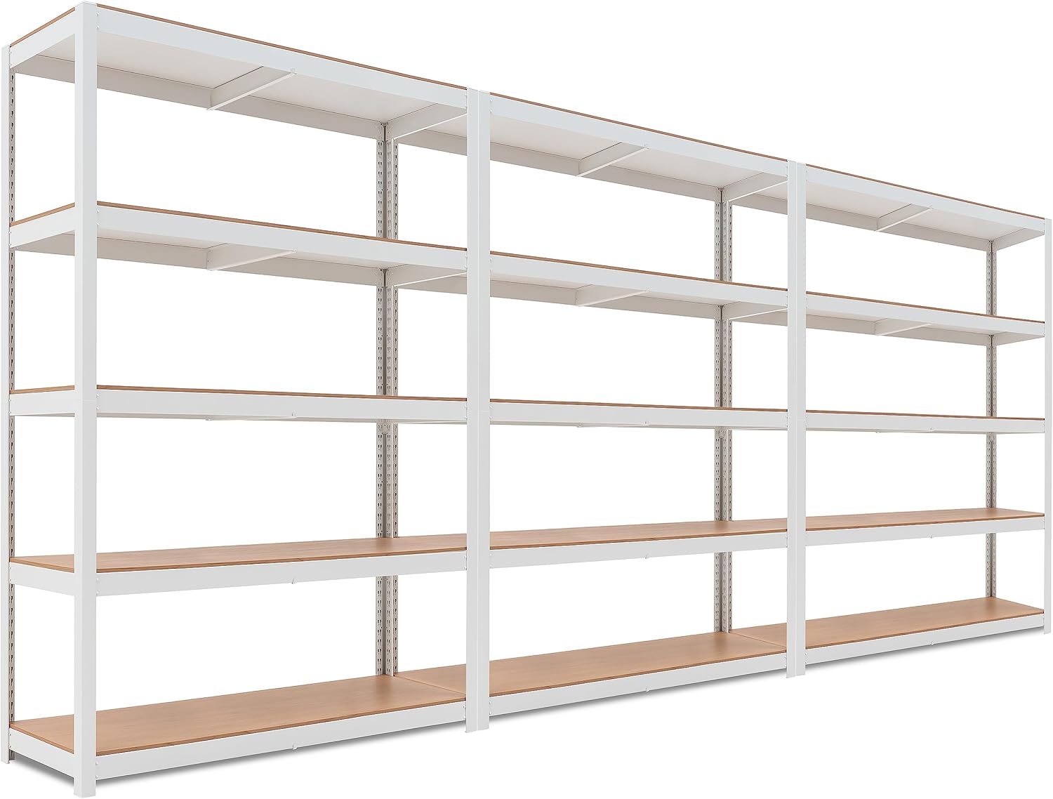 HOMEDANT House Lift-Beam White 48" Wide Boltless Heavy Duty Garage Storage Shelving Adjustable 5-Tier Metal Shelves Laminated Organization Shelf Industrial Utility Rack Pantry Shed Office Store 3Pack