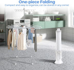 Dollate 3 Tier Portable Clothes Drying Rackwith 4 Pulleys,Indoor and Outdoor Collapsible Rack Clothing with Shoe Drying Rack for Space Saving