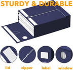 SpaceAid 3 Pack Bed Sheet Organizers and Storage, Foldable Sheet Organizer for Linen Closet, Sheets Set Folder Keeper with Window XL (Queen & King Size) Bedding Container (Navy Blue, 3 Pack)