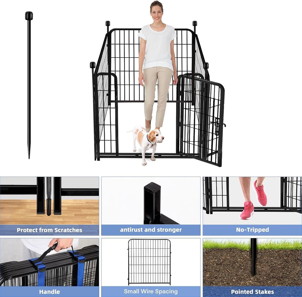 ADAVIN 54 in Dog Fence Outdoor for Yard, 4 Panels Tall Garden Fencing | 8.8 F...