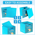 Cube Storage Bins, 6 Pack 11 Inch Fabric Storage Bins with Handle and Label Window, Foldable Storage Cubes, Colorful Fabric Bins for Kids Room, Classroom Organization and Storage, Clothes, Toys
