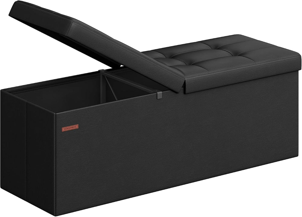 SONGMICS 43.3 Inches Folding Storage Ottoman Bench with Flipping Lid | Storag...
