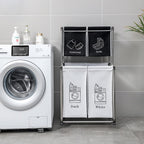 2 Tier Laundry Sorter with 4 Removable Bags for Organizing Clothes - Large Freestanding Laundry Hamper - Laundry Basket for Dirty Clothes in Laundry Room
