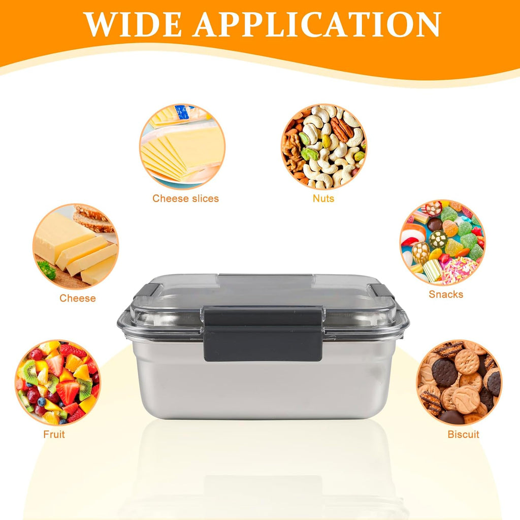 Cheese Container for Refrigerator,Cheese Stainless Steel Container with Lids,Deli Meat Saver,Shredded Cheeses Storage Containers for Fridge,Stackable Kitchen Keeper,Sliced Cheddar Holder