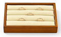 Solid Wood 3-Slots Jewelry Ring Display Tray Showcase Small Jewelry Display Organizer Tray for Rings(M,Beige)