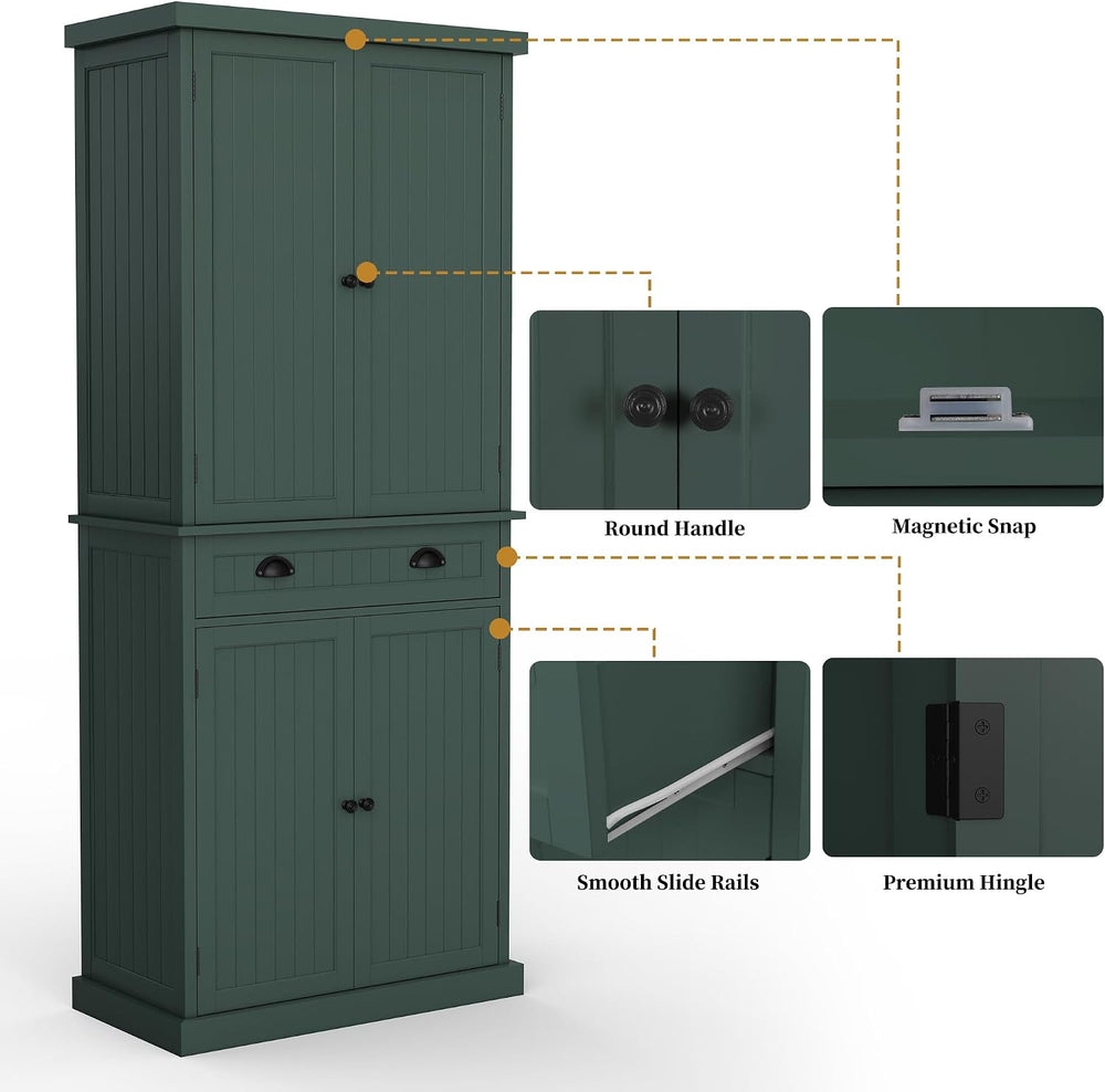 ARTPOWER 72" Tall Kitchen Pantry Storage Cabinet with Drawer and Adjusta...