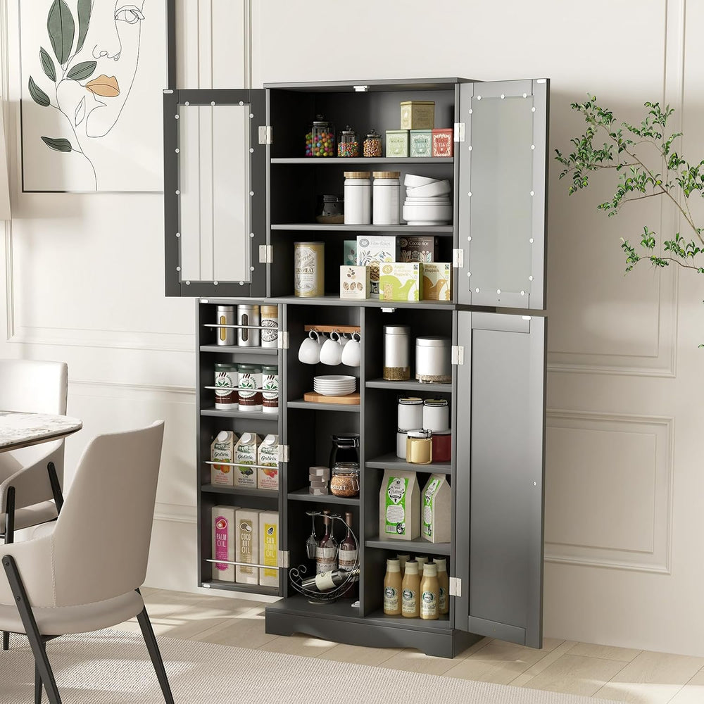 LOKO 63.5" Tall Kitchen Pantry Storage Cabinet, Freestanding Food Storag...