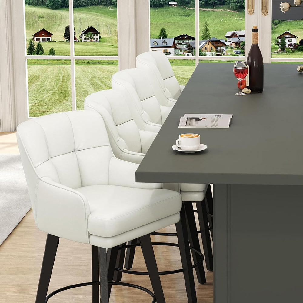 SAECKBERG 360°Swivel Counter Height Bar Stools with Back, 26 inch Solid Wood ...