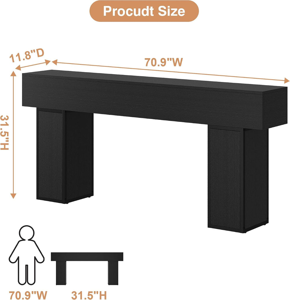 UNIQUITE 70.9-Inch Extra Long Console Table, Farmhouse Wood Sofa Table Behind...