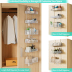 HapiRm Over Door Organizer Storage - Separable Door Organizer Hanging with 6 Metal Large Capacity Baskets for Bathroom Bedroom Kitchen Pantry Closet (White)
