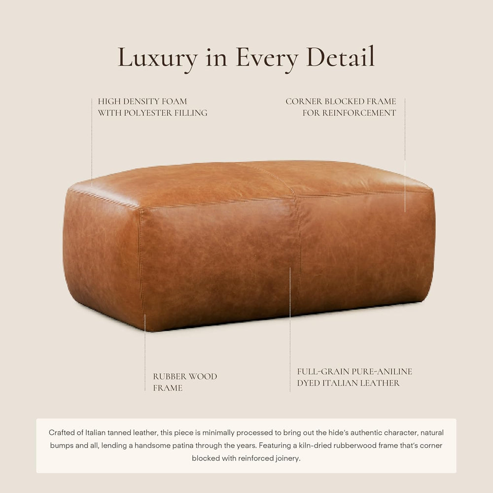 POLY & BARK Denver Ottoman – 43" Large Pouf with Feather-Down Topper...