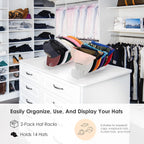 HAYVAN Hat Stand for Baseball Caps Display and Organizer - No Install Hat Organizer 2 Pack Holds 14 Baseball Caps for Closet, Bedroom, Dresser(Frosted clear acrylic)