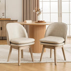 Upholstered Dining Chairs Set of 4, Modern Faux Leather Dining Room Chairs with Solid Wood Legs & Double-Padded Seat, Swivel Accent Desk Chair for Kitchen Dining Room Restaurant - Pebble Grey