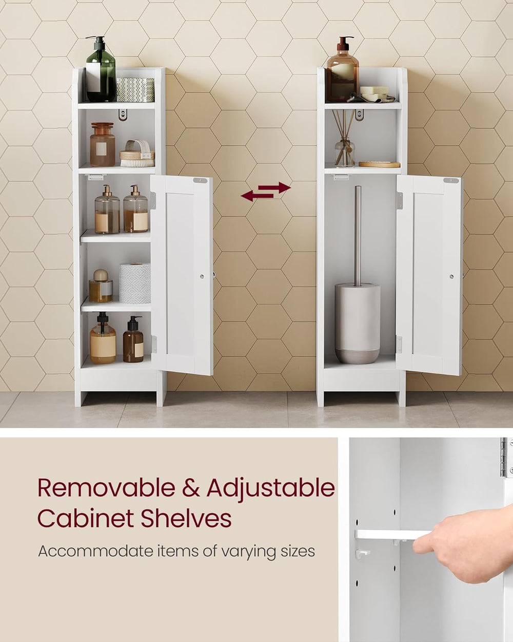 VASAGLE Small Storage Corner Floor Cabinet with Door, 7.9 x 7.1 x 31.5 Inches...