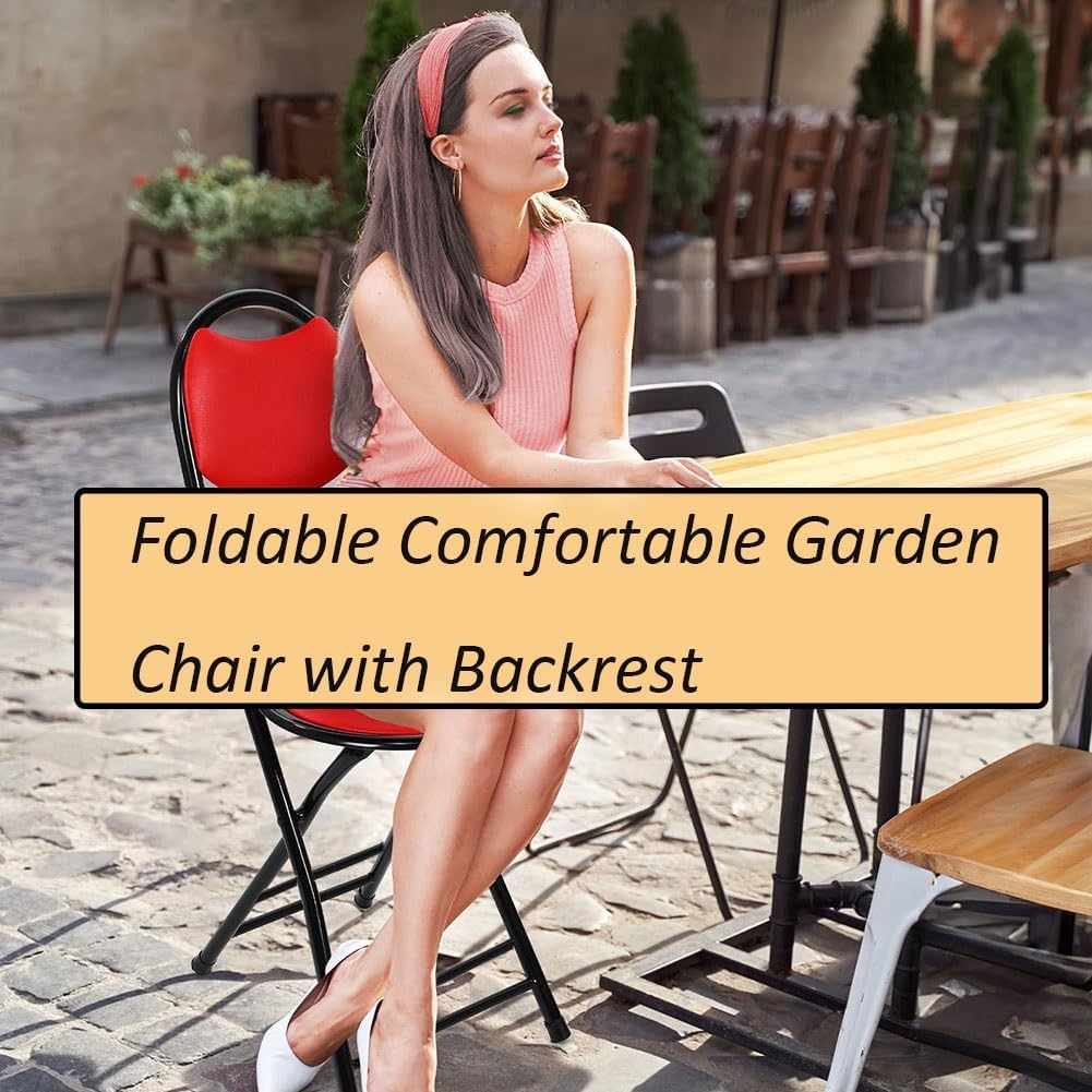 18 Inch Folding Bar Stool with Back, Portable Counter Height Folding Chairs, for Camping, Party, Balcony, Garden (Color : Black, Size : 46cm/18inch)