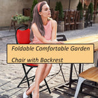 18 Inch Folding Bar Stool with Back, Portable Counter Height Folding Chairs, for Camping, Party, Balcony, Garden (Color : Black, Size : 46cm/18inch)